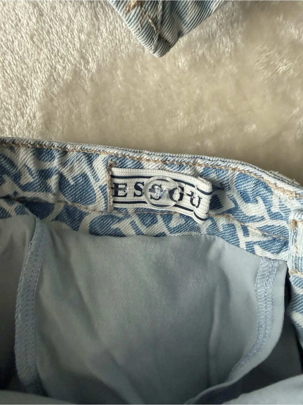 GUESS Light Blue Logo Denim Vest & Shorts Set for girls